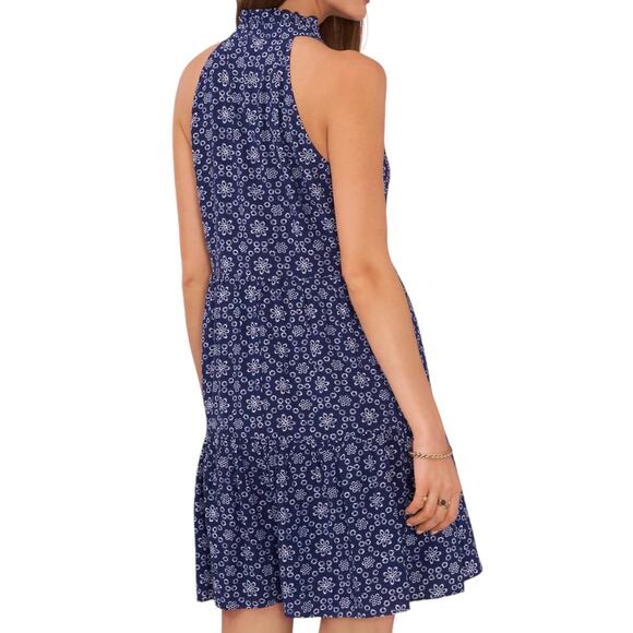 1. State Women’s Printed Sleeveless Tiered Swim Dress Cover Up Blue Size M - Picture 2 of 3